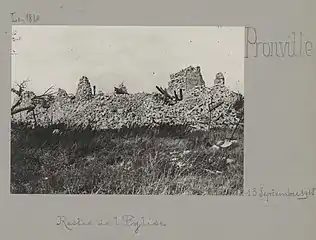 Ruines de l'église en 1918.