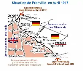 Situation de Pronville en avril 1917.