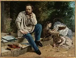 Proudhon, qu'Elizabeth a lu, et ses enfants, par Gustave Courbet (1865).