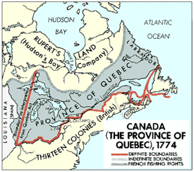 Carte en couleur de la province de Québec avec les frontières établies ou non selon la zone.