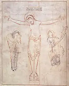 La crucifixion dans le Psautier d'Oswald.