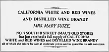 Publicité Marie Suize(boutique de Virginia City)