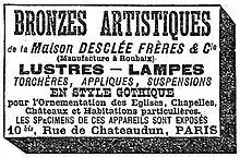 Publicité pour la Cuivrerie Desclée Frères & Cie dans le journal L'Univers du 24 avril 1889