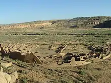 A color picture of a large sandstone ruin