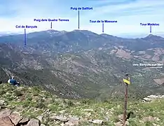 La partie supérieure (ouest) du bassin versant de la Baillaury, vue depuis la tour de Querroig.