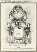 1843 : la couverture du 1er juillet montre Mr. Punch chevauchant un trompettiste.