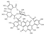 La punicalagine, un ellagitanin tiré de la grenade (Punica granatum) contient un motif d'acide hexahydroxydiphénique et un motif d'acide gallagique.