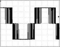 Tension de sortie « sinusoïdale » non filtrée d'un onduleur à trois niveaux.