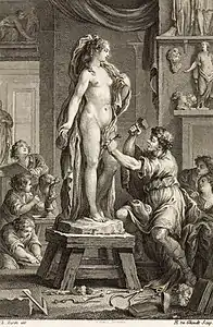 Pygmalion fait une statue de femme