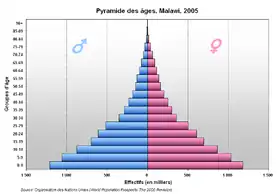 Pyramide des âges du Malawi en 2005
