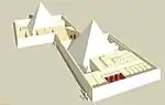 Restitution des pyramides de Neith et d'Ipout II situées au nord et au nord-ouest de la pyramide du roi