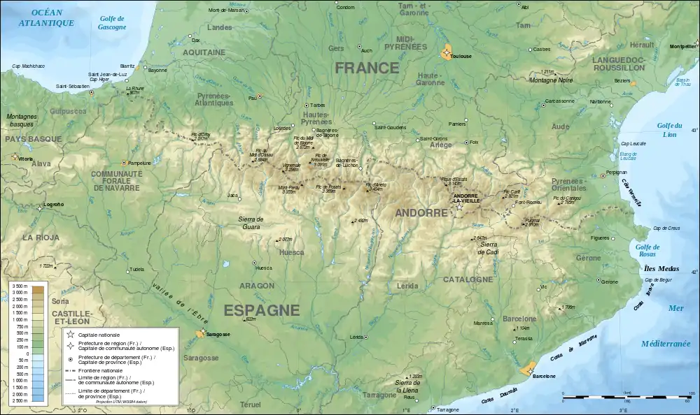 Géolocalisation sur la carte des Pyrénées.
