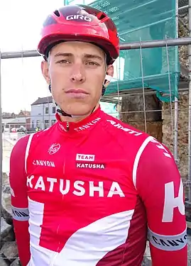 Nils Politt lors du départ du Samyn 2016 à Quaregnon.