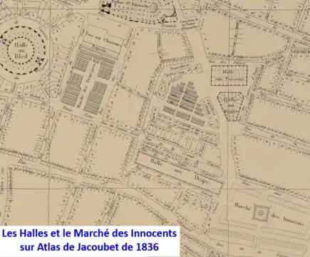 Quartier des Halles en 1836