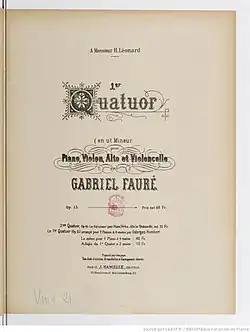 Image illustrative de l’article Quatuor pour piano et cordes no 1 de Fauré