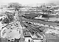 Gare du QRL&P à Québec en 1956 (à gauche, bureau de poste construit en 1939).