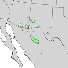 Description de l'image Quercus hypoleucoides range map 1.png.