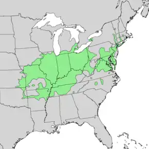Description de l'image Quercus palustris range map 1.png.