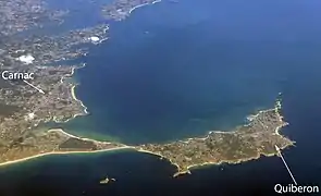 Vue aérienne de la presqu'île de Quiberon.