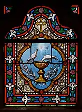 Le Graal sur un vitrail de la cathédrale de Quimper