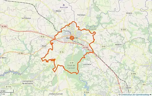 Carte en couleurs représentant les limites d'une commune.