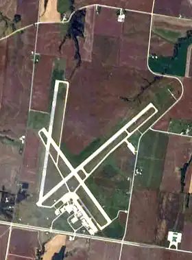 Vue aérienne de l'aéroport de Quincy, lieu de l'accident.