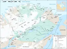 Localisation du parc national de Quttinirpaaq au nord de l’île d’Ellesmere.