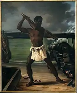 Édouard-Antoine Renard, Rébellion d'un esclave sur un navire négrier (1839), 99 × 83 cm.