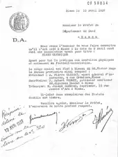 Document dactylographié qui détaille la création du Nîmes Olympique.