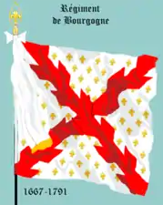 drapeau d’Ordonnance du régiment de Bourgogne de 1668 à 1791