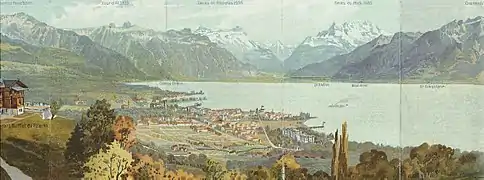 Panorama sur la Riviera vaudoise de 1912.