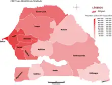 la carte des régions du Sénégal