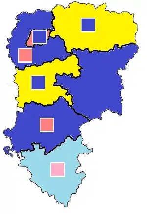 Nuance politique des candidats arrivés en tête dans chaque circonscription au 1er tour dans l'Aisne avec celle des candidats se maintenant au second tour.