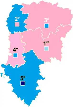 Nuance politique des candidats arrivés en tête dans chaque circonscription au 1er tour dans l'Aisne avec celle des candidats se maintenant au second tour.