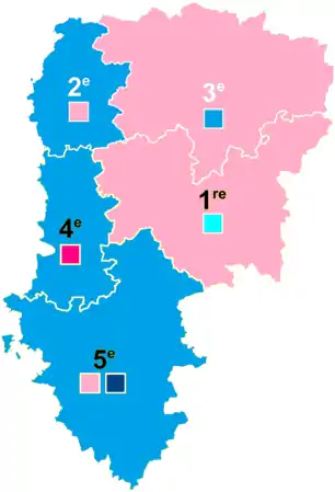 Nuance politique des candidats arrivés en tête dans chaque circonscription au 1er tour dans l'Aisne avec celle des candidats se maintenant au second tour.