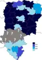 Résultats électoraux des républicains au premier tour par canton.