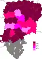 Résultats électoraux des gauches radicale et socialiste au premier tour par canton.