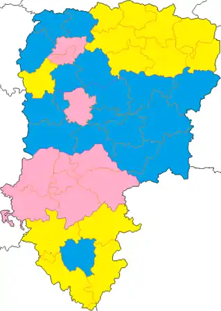 Nuance politique des candidats arrivés en tête dans chaque canton au 1er tour dans le département de l'Aisne.