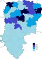 Résultats électoraux de la majorité présidentielle au premier tour par canton.