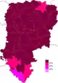 Résultats électoraux de la gauche parlementaire au premier tour par canton.