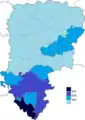 Résultats électoraux de la droite parlementaire au premier tour par canton.