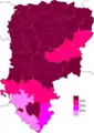 Résultats électoraux de la gauche parlementaire au premier tour par canton.