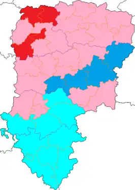 Nuance politique des candidats arrivés en tête dans chaque canton au 1er tour dans le département de l'Aisne.