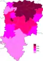 Résultats électoraux de la gauche parlementaire au premier tour par canton.