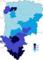 Résultats électoraux de la droite parlementaire au premier tour par canton.