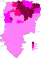 Résultats électoraux de la gauche parlementaire au premier tour par canton.