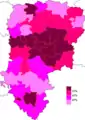 Résultats électoraux de la gauche parlementaire au premier tour par canton.