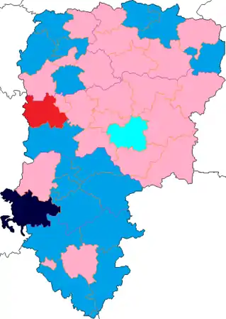 Nuance politique des candidats arrivés en tête dans chaque canton au 1er tour dans le département de l'Aisne.