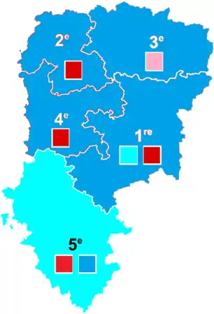 Nuance politique des candidats arrivés en tête dans chaque circonscription au 1er tour dans l'Aisne avec celle des candidats se maintenant au second tour.