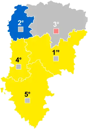 Nuance politique des candidats arrivés en tête dans chaque circonscription au 1er tour dans l'Aisne avec celle des candidats se maintenant au second tour.
